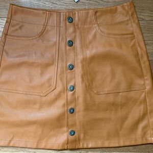 Brown-Orange Button-Front Women's Skirt